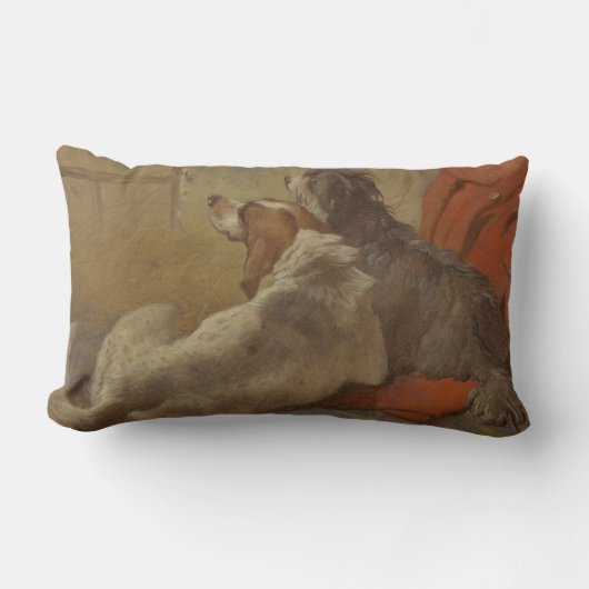 猟犬と髭のある子犬(2匹の犬)(動物) ランバークッション (正面)