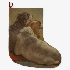 猟犬と髭のある子犬（2匹の犬）（動物） ラージクリスマスストッキング