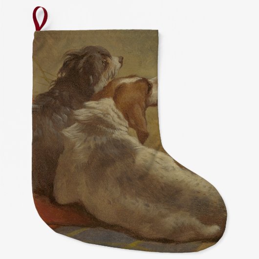 猟犬と髭のある子犬（2匹の犬）（動物） ラージクリスマスストッキング (正面)