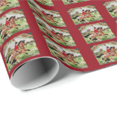 猟犬の包装紙へのコーギーの猟師の乗車 ラッピングペーパー (ロールコーナー)