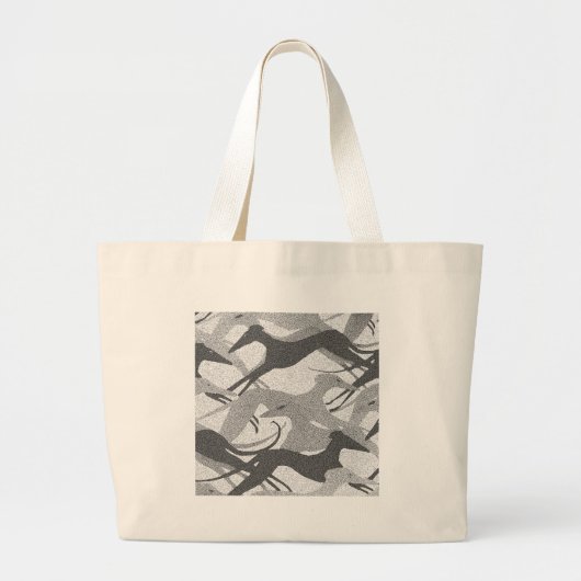 猟犬の黒灰色の跳躍 ラージトートバッグ (正面)