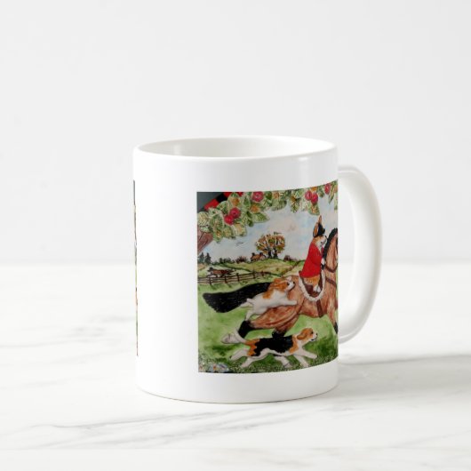 猟犬へのコーギーの猟師の乗車 コーヒーマグカップ (正面右)