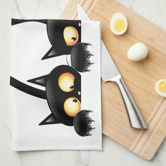 猫いけなとよくはしゃぐキャラクター キッチンタオル (四つ折り)