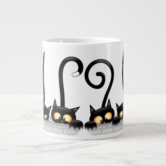 猫いけなとよくはしゃぐキャラクター ジャンボコーヒーマグカップ (正面)