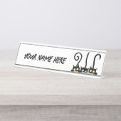 猫いけなとよくはしゃぐキャラクター デスクネームプレート (正面)