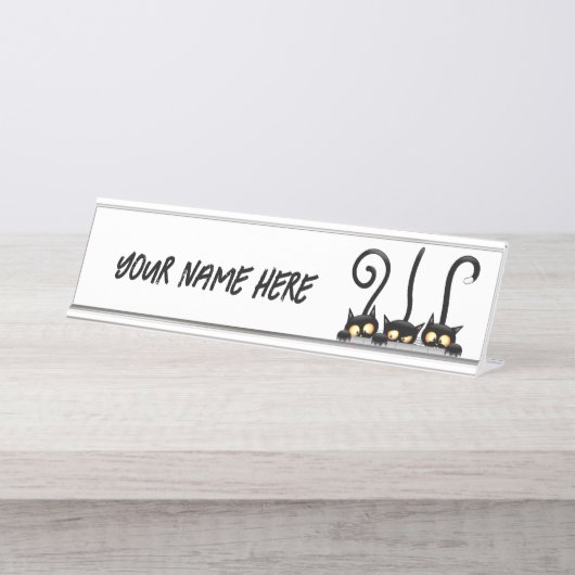 猫いけなとよくはしゃぐキャラクター デスクネームプレート (正面)