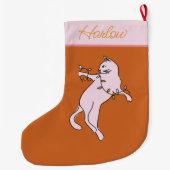 猫いけなピンクのクリスマス ラージクリスマスストッキング (裏面)