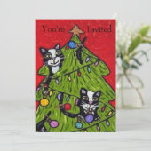 猫いけな登山クリスマスツリーレッドグリーン 招待状 (スタンド正面)