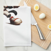 猫おっちょこちょいの野球の投手 キッチンタオル (四つ折り)