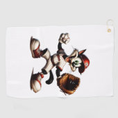 猫おっちょこちょいの野球の投手 ゴルフタオル (横)