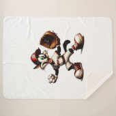 猫おっちょこちょいの野球の投手 シェルパブランケット (正面(横))