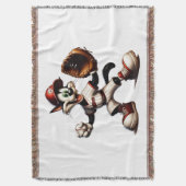 猫おっちょこちょいの野球の投手 スローブランケット (正面縦)