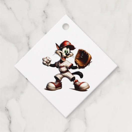 猫おっちょこちょいの野球の投手 フェイバータグ (正面)