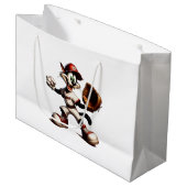 猫おっちょこちょいの野球の投手 ラージペーパーバッグ (正面アングル)