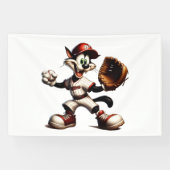 猫おっちょこちょいの野球の投手 横断幕 (横)