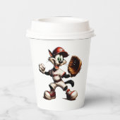 猫おっちょこちょいの野球の投手 紙コップ (裏面)