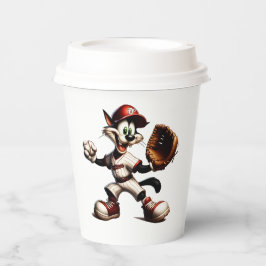 猫おっちょこちょいの野球の投手 紙コップ