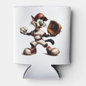 猫おっちょこちょいの野球の投手 缶クーラー (正面)