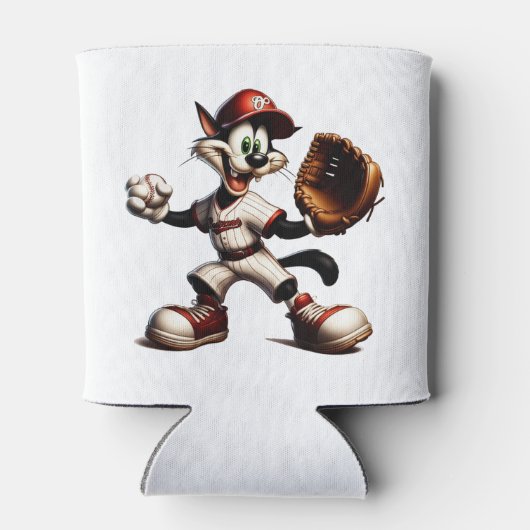 猫おっちょこちょいの野球の投手 缶クーラー (裏面)