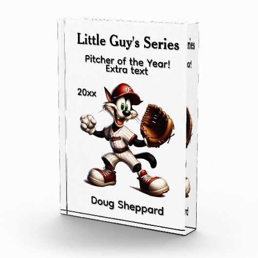 猫おっちょこちょいの野球投手五文字場 フォトブロック (右)