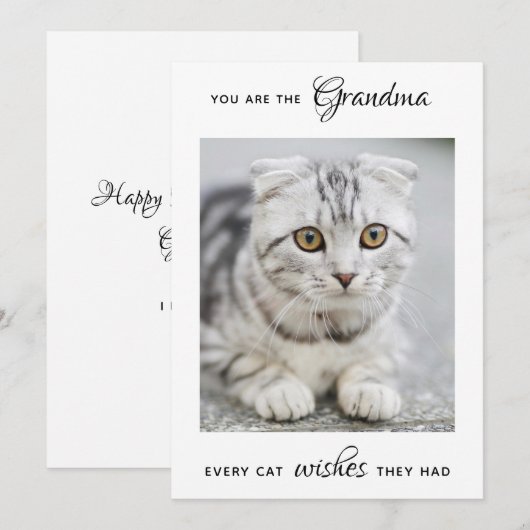 猫おばあちゃんパーソナライズされたペット写真母の日 シーズンカード (正面/裏面)