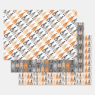 猫おもしろいお尻包装紙フラットシートセット3 ラッピングペーパーシート