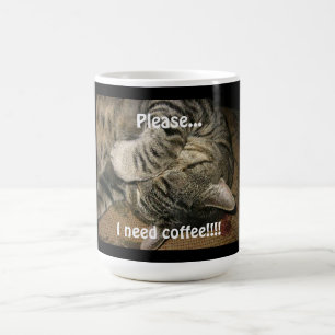 猫おもしろいお願い…コーヒーが必要!! コーヒーマグカップ