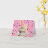 猫おもしろいからのハッピーバースデー カード (黄色い花)