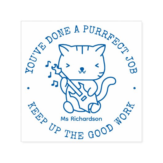 猫おもしろいかわいい子猫パーフェクト先生賞 セルフインキングスタンプ (デザイン)