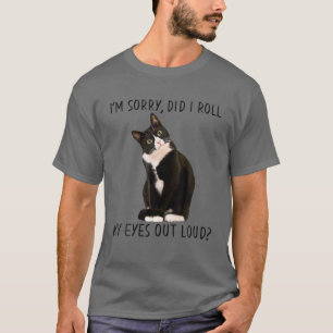 猫おもしろいがすまな転がい目が? Tシャツ