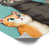猫おもしろいがスナック時間を待つ ポスター (角)