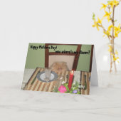 猫おもしろいがディナーのお母さんのデイカードを必要 カード (黄色い花)