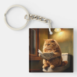 猫おもしろいがトイレ | バスルーム予測できなユーモア キーホルダー