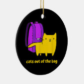 猫おもしろいがバッグ セラミックオーナメント (右)