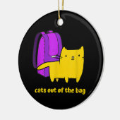 猫おもしろいがバッグ セラミックオーナメント (左)