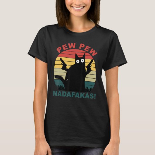 猫おもしろいがピュー・マダファカス Tシャツ (正面)