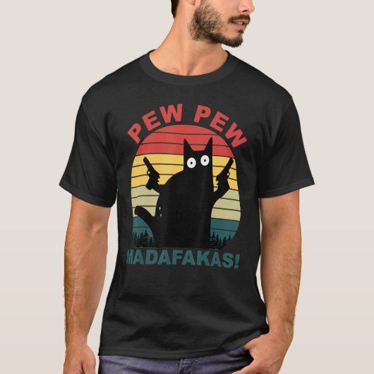猫おもしろいがピュー・マダファカス Tシャツ (正面)
