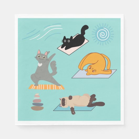 猫おもしろいがヨガに スタンダードランチョンナプキン (正面)