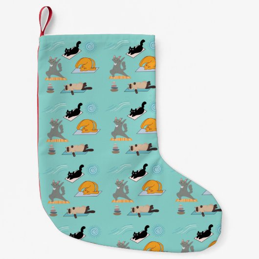 猫おもしろいがヨガに スモールクリスマスストッキング (正面)