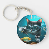 猫おもしろいが水族館に キーホルダー (正面)