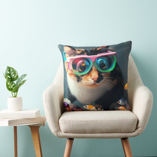 猫おもしろいが水族館に クッション (椅子)