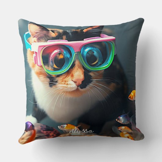 猫おもしろいが水族館に クッション (裏面)