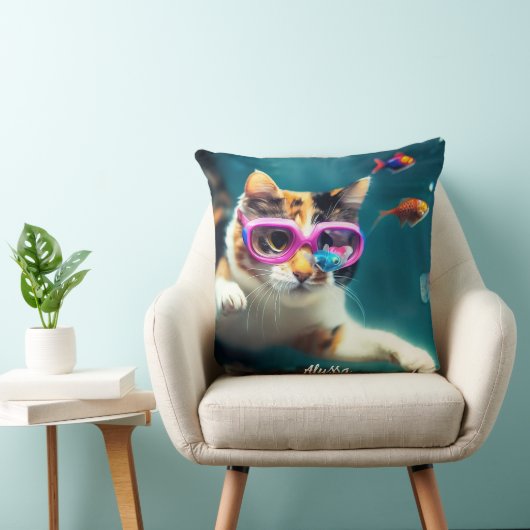 猫おもしろいが水族館に クッション (椅子)