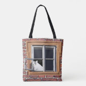 猫おもしろいが窓から覗き込むバッグ トートバッグ (裏面)