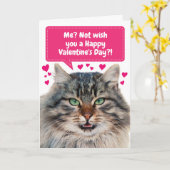 猫おもしろいが願うハッピーバレンタインデー カード (黄色い花)