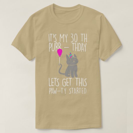 猫おもしろいが30thパーサーデイおもしろい誕生日  tシャツ (デザイン正面)