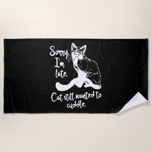猫おもしろいことわざ猫引用文 ビーチタオル (正面)