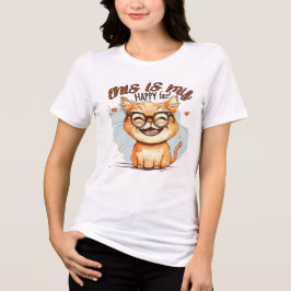 猫おもしろいこれが私の幸せな顔 トライブレンドTシャツ