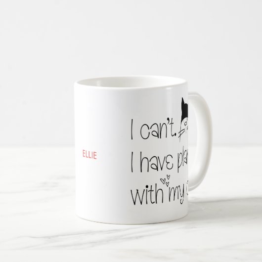 猫おもしろいとの予定が入らない コーヒーマグカップ (正面右)