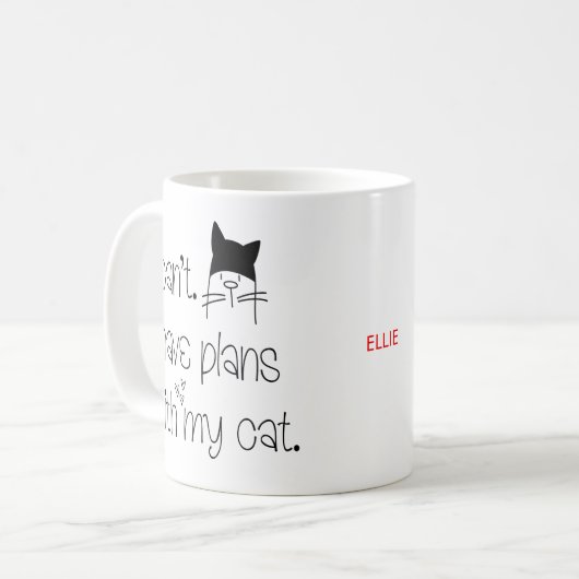 猫おもしろいとの予定が入らない コーヒーマグカップ (正面左)